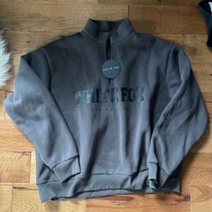 White Fox Half Zip Hoodie Sweatshirt Crewneck